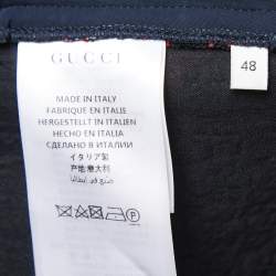 Pre Owned Gucci Red/Navy Blue Tweed Wide-Leg Culottes L