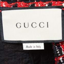 Pre Owned Gucci Red/Navy Blue Tweed Wide-Leg Culottes L