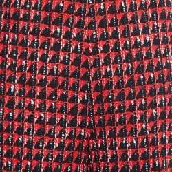 Pre Owned Gucci Red/Navy Blue Tweed Wide-Leg Culottes L