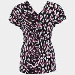Pre Owned Gucci Multicolor Printed Jersey Draped Top S