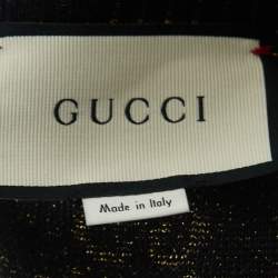 Pre Owned Gucci Navy Blue GG Motif Lurex Knit Cardigan M
