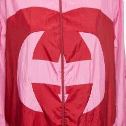 Gucci Pink Logo Colorblock Web Striped Bomber Jacket M