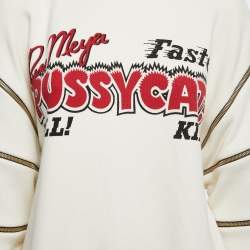 Gucci Cream Movie Print Cotton Knit Oversized Sweatshirt S