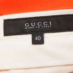 Pre Owned Gucci Orange Wool Straight Leg Trousers S