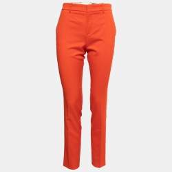 Pre Owned Gucci Orange Wool Straight Leg Trousers S