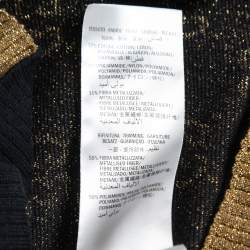 Pre Owned Gucci Navy Blue GG Lurex Knit Button Front Oversized Cardigan XL