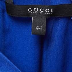 Pre Owned Gucci Blue Satin Silk Cowl Neck Sleeveless Mini Dress M