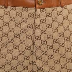 Gucci Beige GG Canvas Leather Trimmed Shorts S