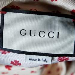 Gucci Cream Hearts Clover Printed Silk Button Front Shirt L