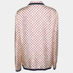 Gucci Cream Hearts Clover Printed Silk Button Front Shirt L