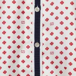 Gucci Cream Hearts Clover Printed Silk Button Front Shirt L