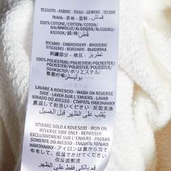 Pre Owned Gucci White Tennis Embroidered Cotton Knit Round Neck Sweatshirt M