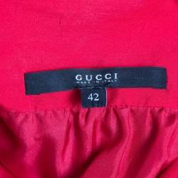 Gucci Red Silk Blend Button Front Mini Shirt Dress M