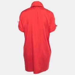 Gucci Red Silk Blend Button Front Mini Shirt Dress M