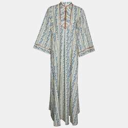 Gucci Beige Rosebuds Printed Cotton Kaftan Dress L