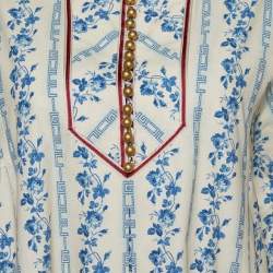 Gucci Beige Rosebuds Printed Cotton Kaftan Dress L