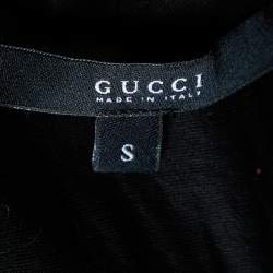 Gucci Black Cotton Knit Brooch Detail Top S