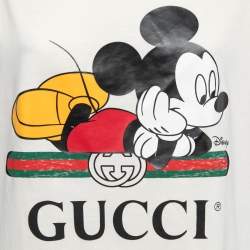 Disney X Gucci Micky Mouse Print Cotton Crew Neck Oversized T-Shirt M