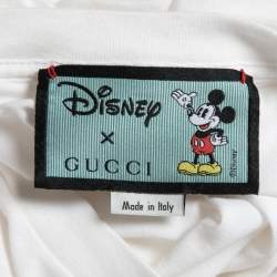 Disney X Gucci White Micky & Minnie Print Cotton Crew Neck T-Shirt XS