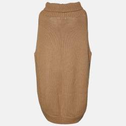 Pre Owned Gucci Light Brown Camel Knit Turtleneck Poncho L