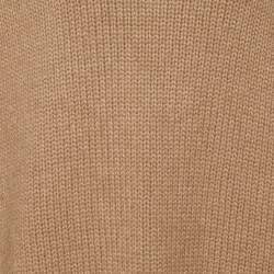 Pre Owned Gucci Light Brown Camel Knit Turtleneck Poncho L