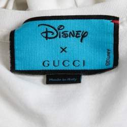 Pre Owned Gucci Off-White Printed Cotton Half Sleeve Boxy Fit T-Shirt L