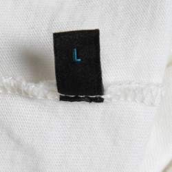 Pre Owned Gucci Off-White Printed Cotton Half Sleeve Boxy Fit T-Shirt L