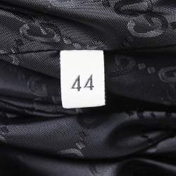 Pre Owned Gucci Black Quilted Nylon Wed Detail Button Front Hooded Jacket M