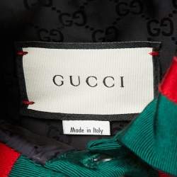 Pre Owned Gucci Black Quilted Nylon Wed Detail Button Front Hooded Jacket M