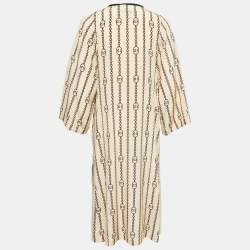Gucci Beige GG Chain Print Silk Midi Kaftan S