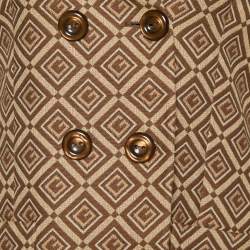 Pre Owned Gucci Brown Logo Jacquard Cotton Double Breasted Blazer M