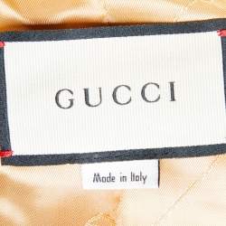 Pre Owned Gucci Brown Logo Jacquard Cotton Double Breasted Blazer M