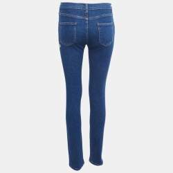 Pre Owned Gucci Blue Floral Embroidered Denim Skinny Jeans M Waist 28"