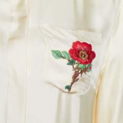 Gucci Cream Silk Embroidered Pocket Maxi Dress M