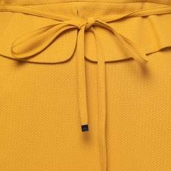 Pre Owned Gucci Yellow Silk Buttoned Long Sleeve Flared Dress S
