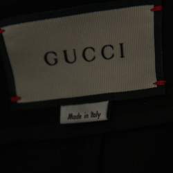 Pre Owned Gucci Black Cotton Blend Contrast Trim Embellished Bow-Detail Trousers S