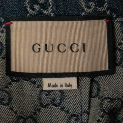 Gucci Dark Blue Guccisima Denim Pleated Knee Length Skirt S