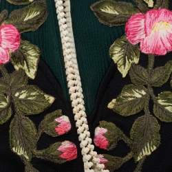 Gucci Black Technical Jersey Floral Embroidered Turtle Neck Dress S