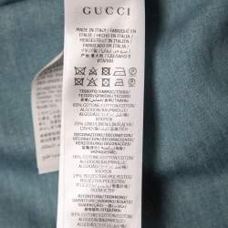 Pre Owned Gucci Blue Chambray Lace Embellished Tunic Mini Dress M