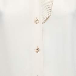 Gucci Cream Silk Pleat Detail Button Front Long Sleeve Blouse M