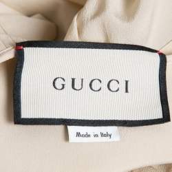 Gucci Cream Silk Pleat Detail Button Front Long Sleeve Blouse M