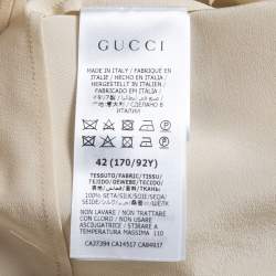 Gucci Cream Silk Pleat Detail Button Front Long Sleeve Blouse M