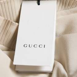 Gucci Cream Silk Pleat Detail Button Front Long Sleeve Blouse M