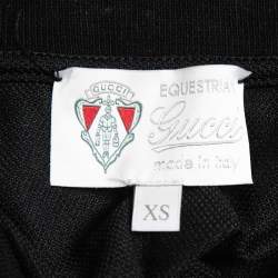 Gucci Equestrian Black Jersey Logo Patch Web Detail Polo T-Shirt XS