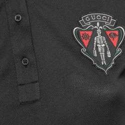 Gucci Equestrian Black Jersey Logo Patch Web Detail Polo T-Shirt XS
