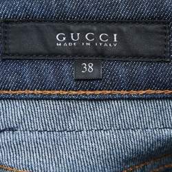 Pre Owned Gucci Dark Blue Washed Denim Jeans S Waist 27"