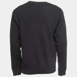Gucci Black Logo Print Cotton Crew Neck Oversized Sweatshirt XS