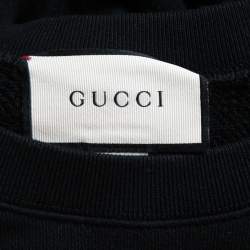 Gucci Black Logo Print Cotton Crew Neck Oversized Sweatshirt XS