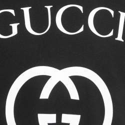 Gucci Black Logo Print Cotton Crew Neck Oversized Sweatshirt XS