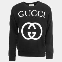 Habitat Apparatet edderkop Gucci Black Logo Print Cotton Crew Neck Oversized Sweatshirt XS Gucci | TLC